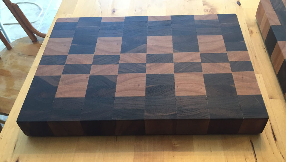 Cheap Trick Guitar End Grain Cutting Board - Walnut and Maple